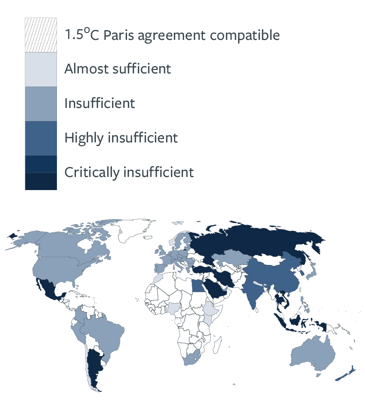 Climate Action Tracker map. View full text description below.