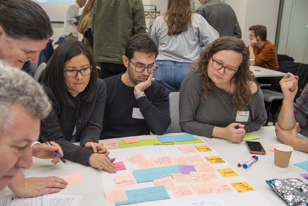 Diverse group working together for common goal