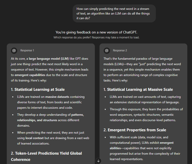 Response from LLM prompt
