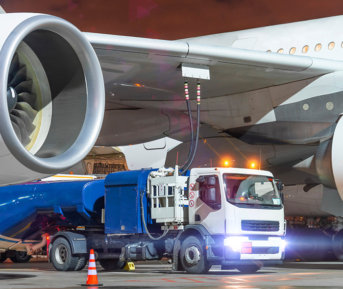 A plane being refuelled.