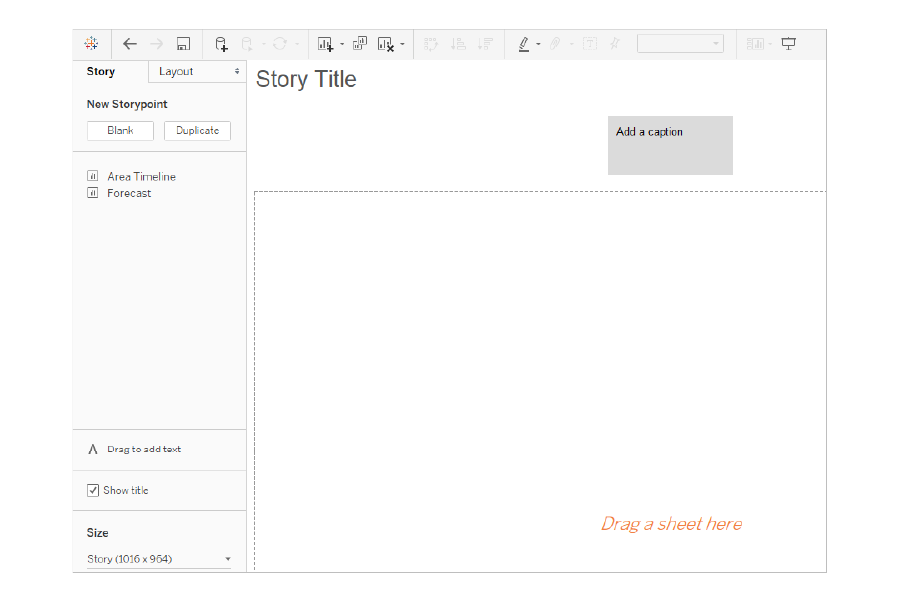 Step 1: Create a story in Tableau.