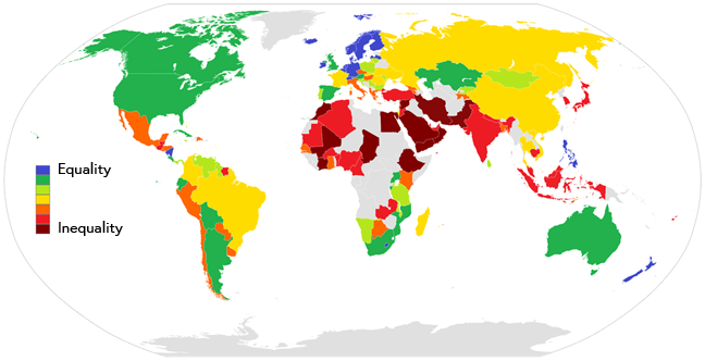 Carte : l'égalité des sexes dans le monde