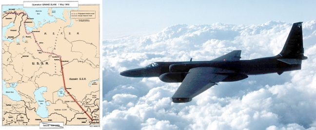 Map of U2 mission and plane photo