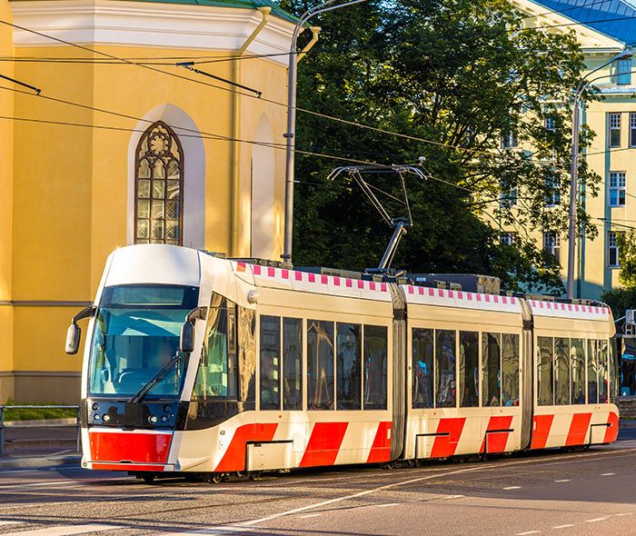 Electric tram in Tallinn, Estonia.