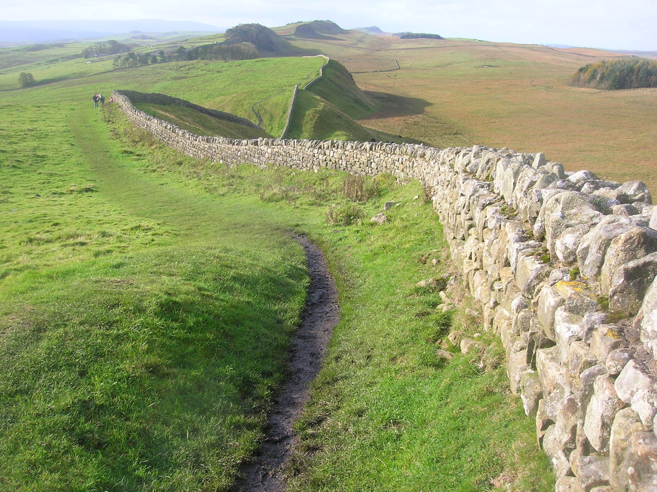 Hadrian's wall between England and Scotland