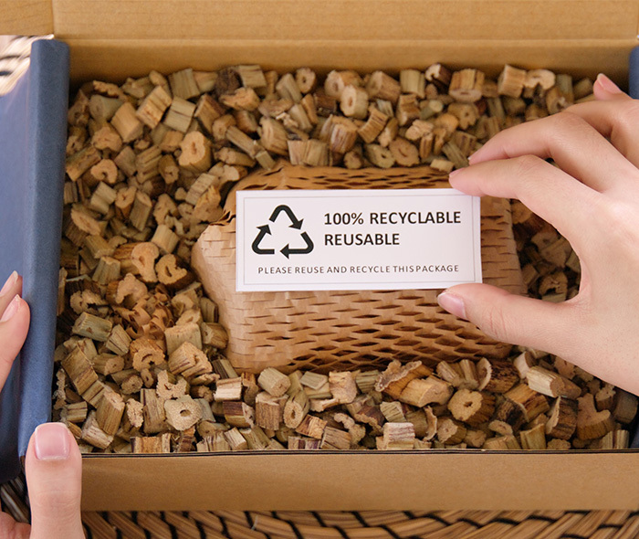 Recyclable packing materials.