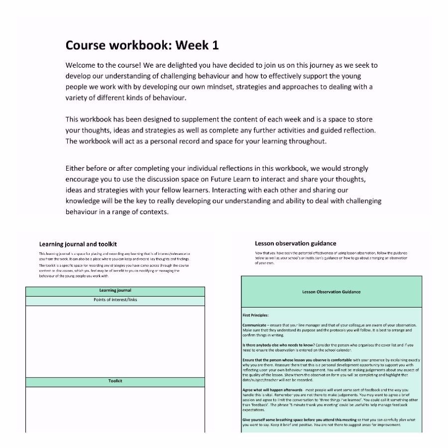 Course workbook screenshot