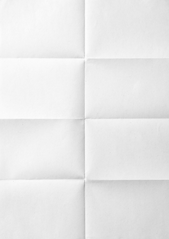 Sheet of paper creased into eight sections