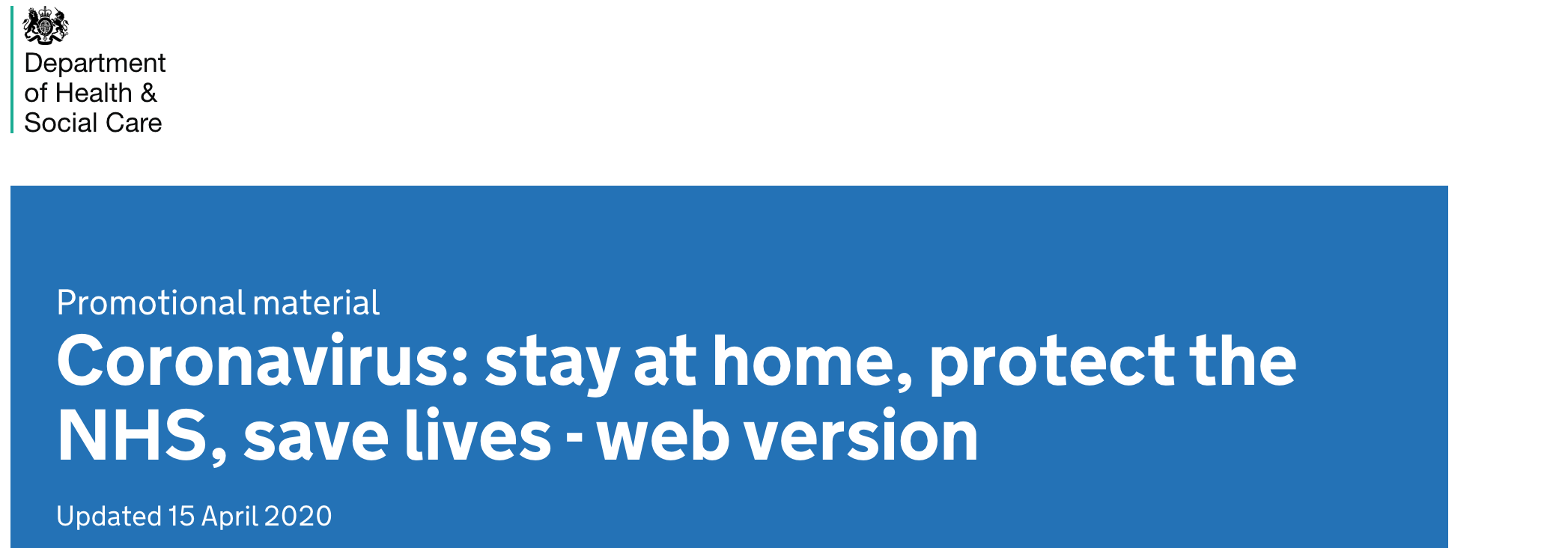 header from a government website promoting its 'stay at home' message