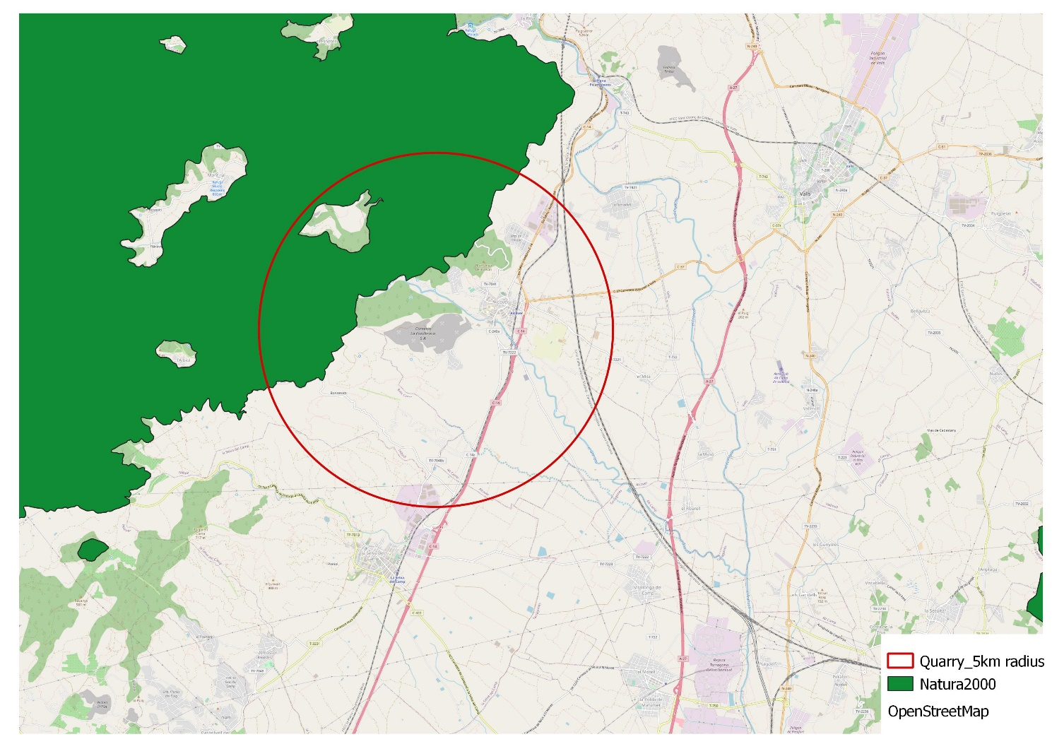 Map of the Natura 2000 protected area