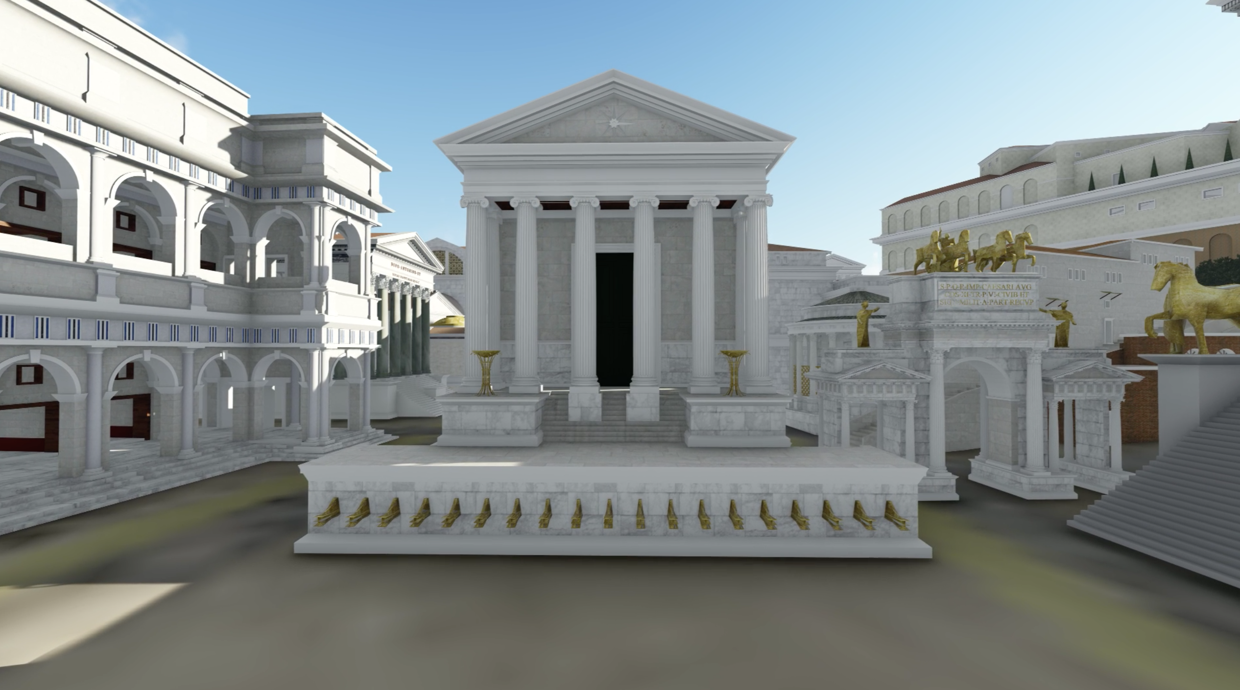 A digital drawing of a temple