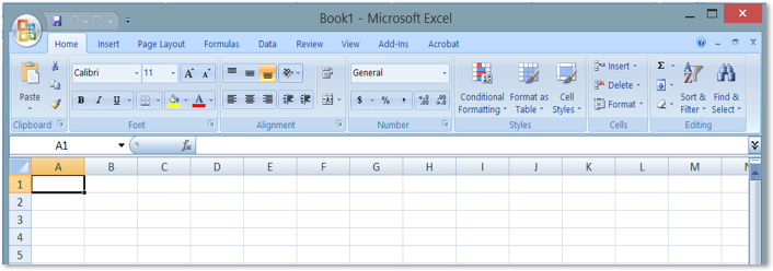 A blank Microsoft Excel spreadsheet