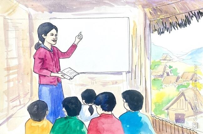 a woman from Myanmar in a classroom