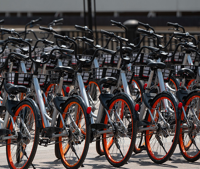 Rental bikes.