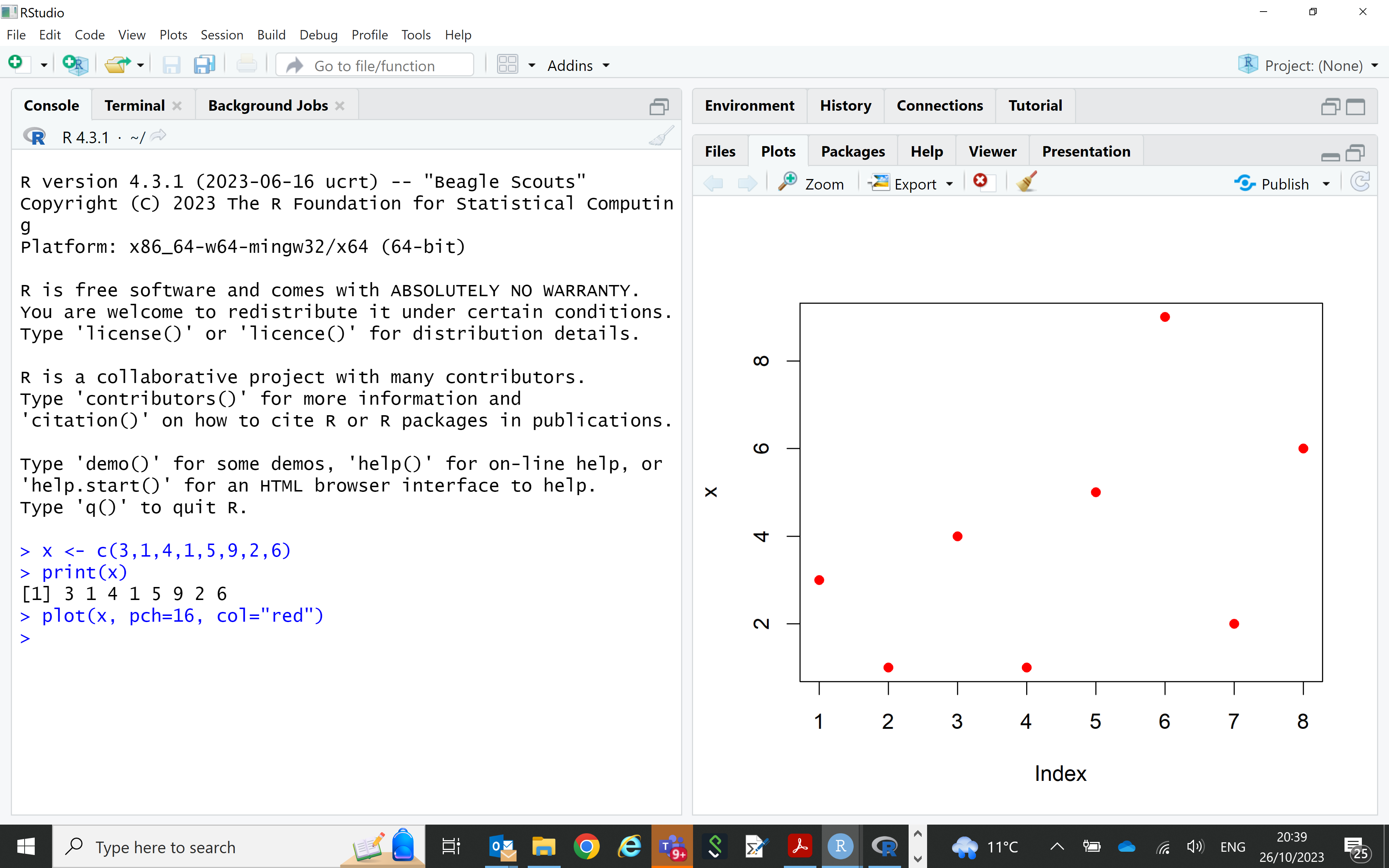 Plots pane in R Studio.