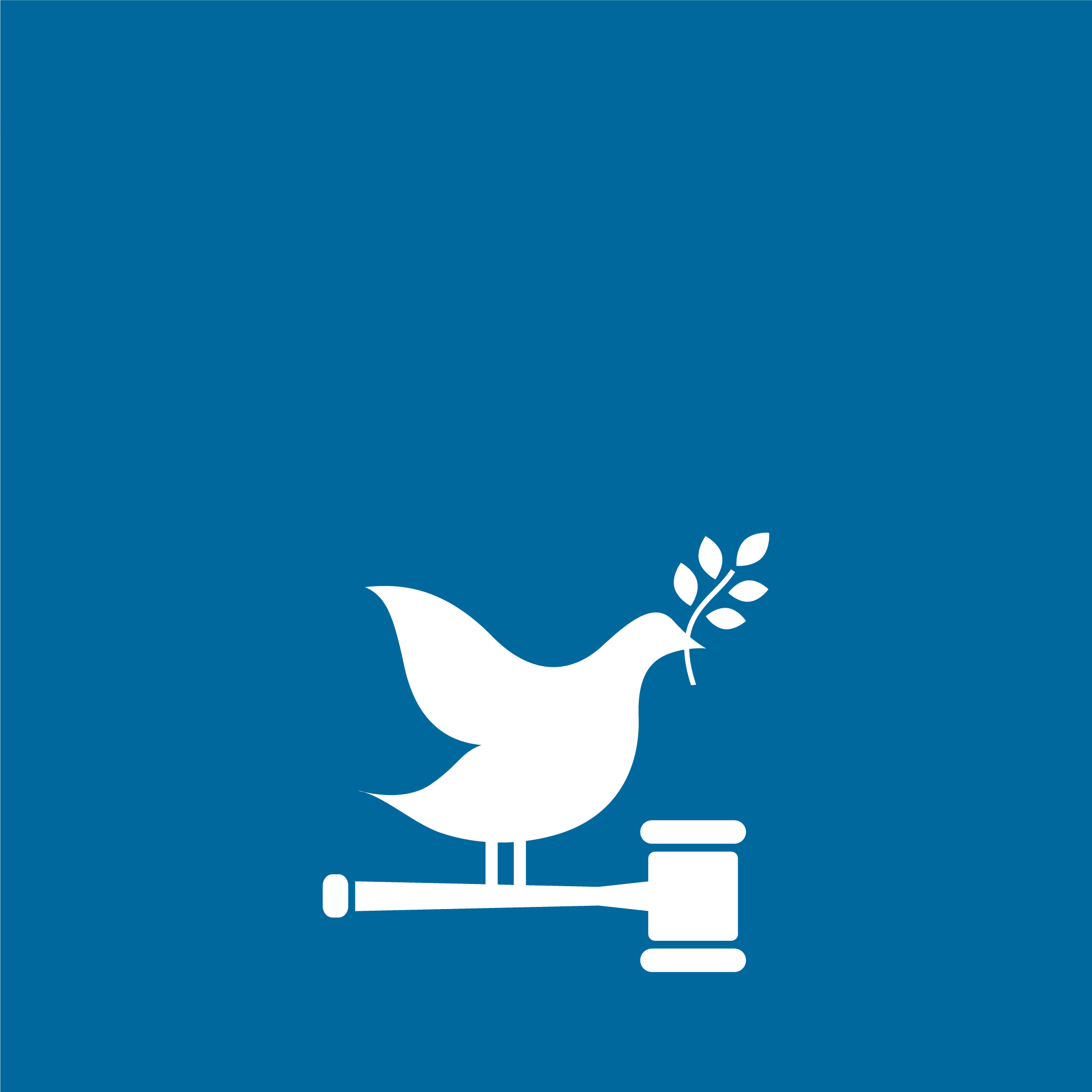 Icon of a pigeon with a leaf on its beak and standing on a mallet