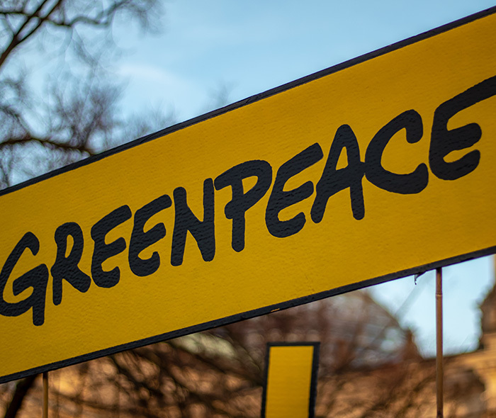 A Greenpeace sign.
