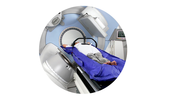 Patient undergoing stereotactic radiation therapy