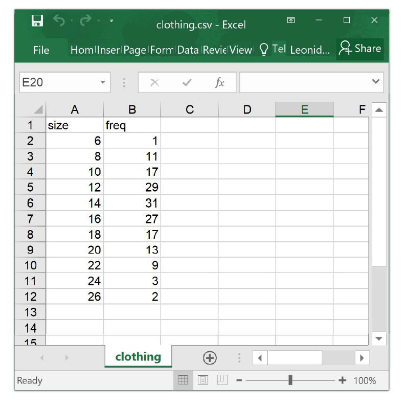 Excel text file.