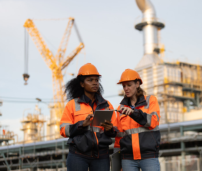 People working on a construction site.