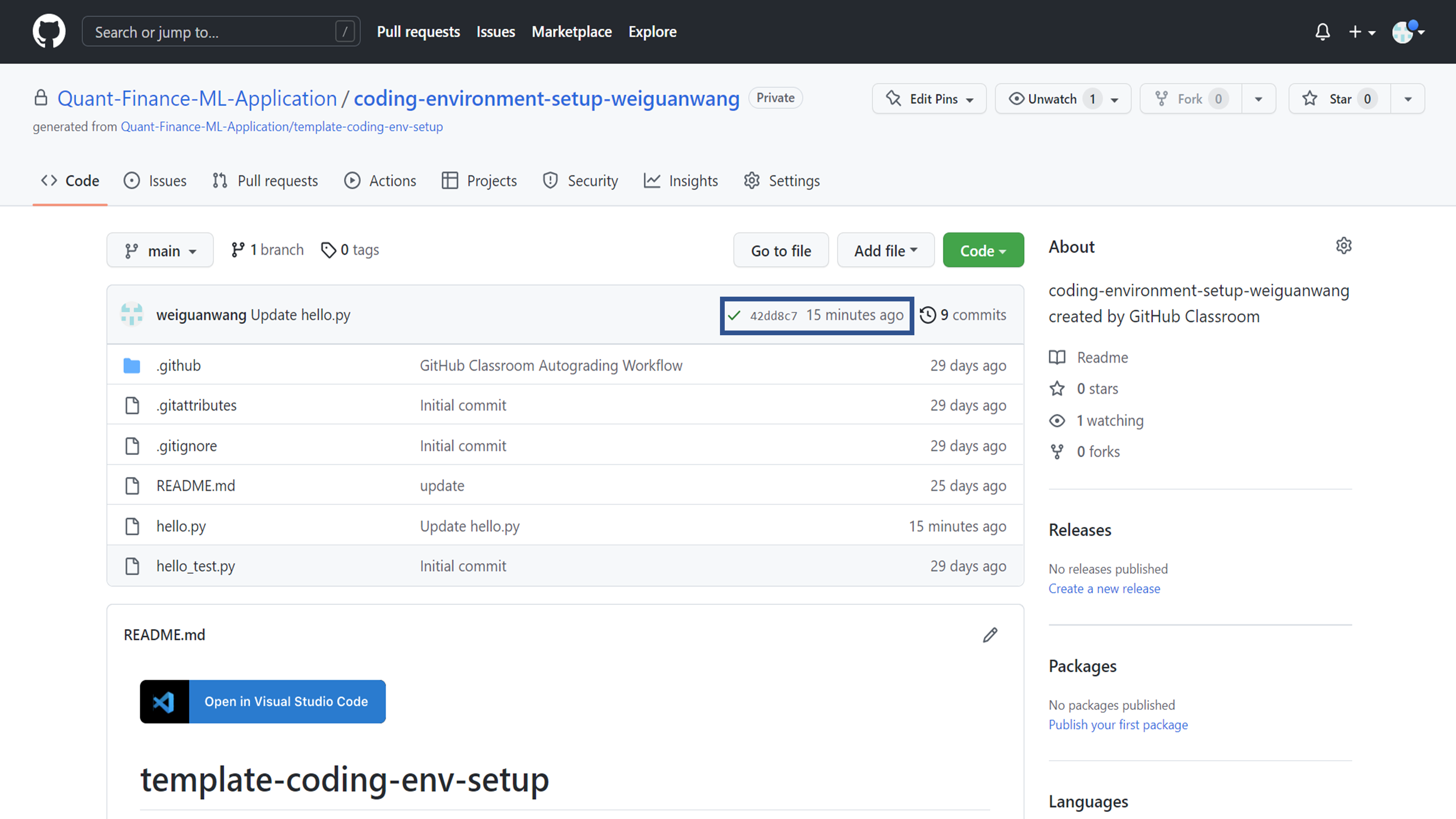 GitHub screenshot marking