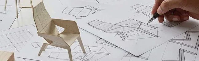 Cardboard model chair and hand sketching chair design