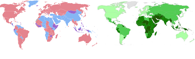 Cartes : rapport de masculinité par pays & Comportement discordant des gouvernements à l'égard des femmes