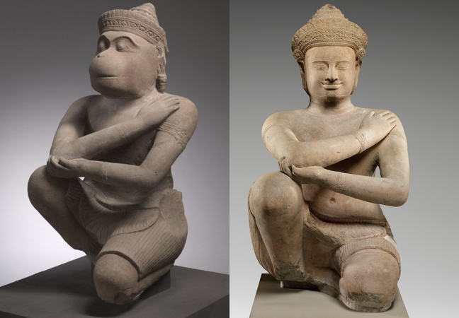 Prasat Chen Statues Hanuman and Attendant