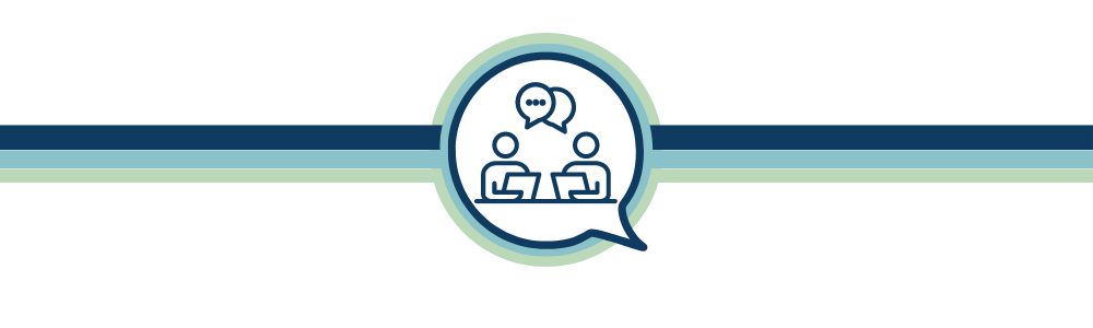 Line break with a discussion icon.