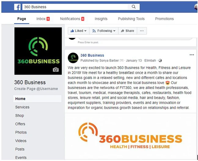 Facebook page 360Business