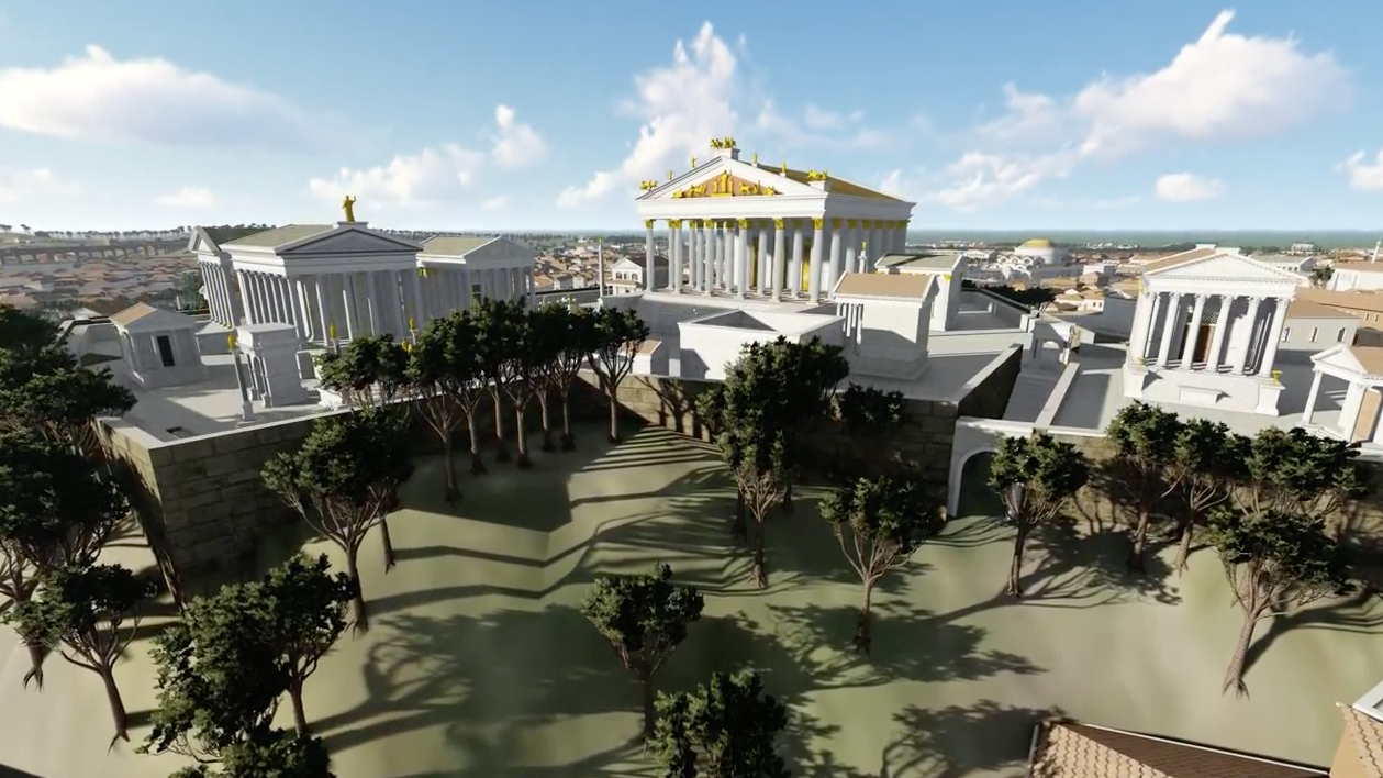 Digital model of 3 temples close together