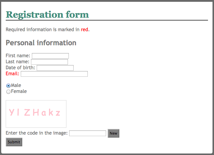 inaccessible web page form