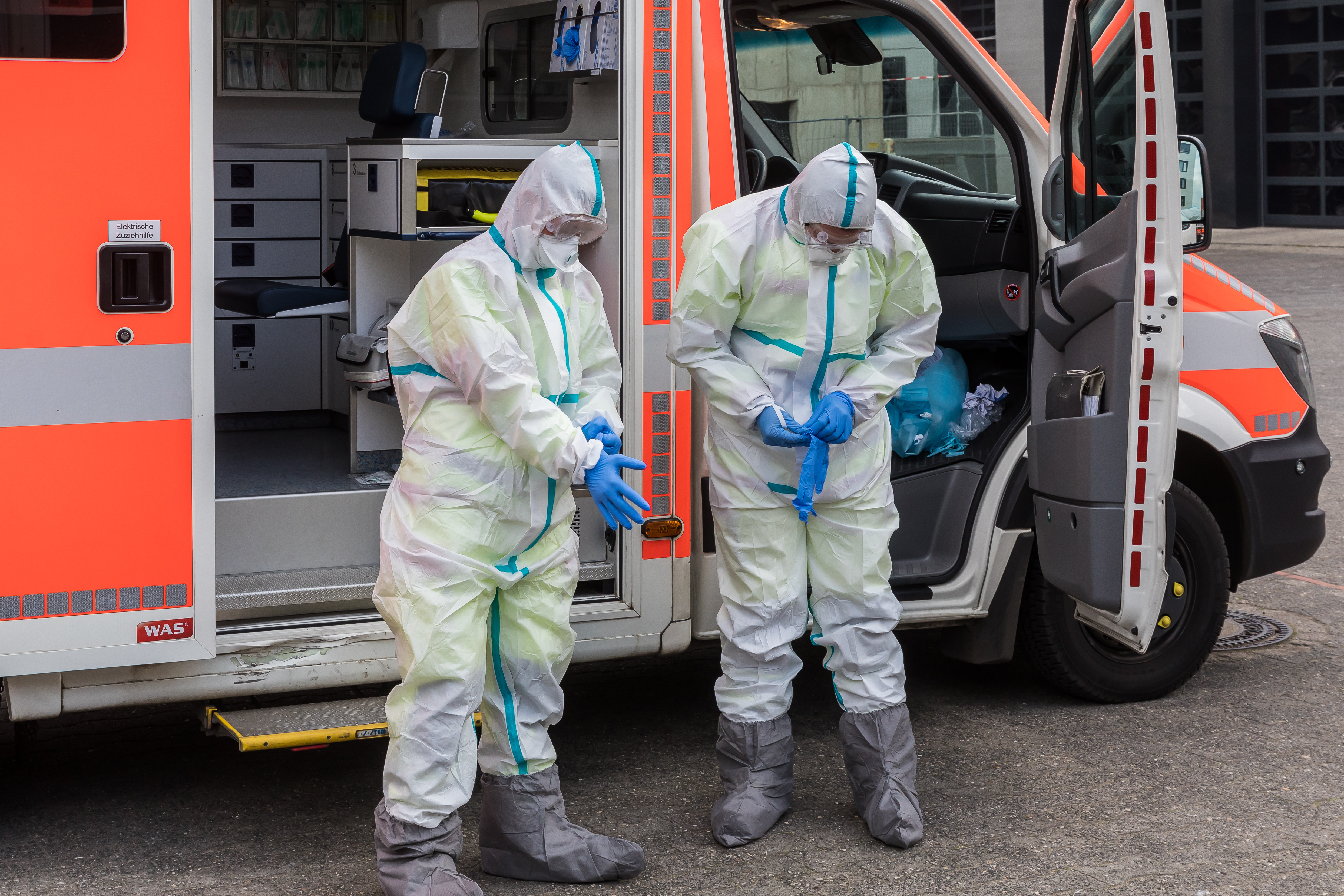 Pre-hospital clinicians donning Level 3 PPE