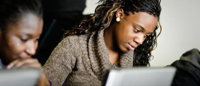 Woman working on a computer