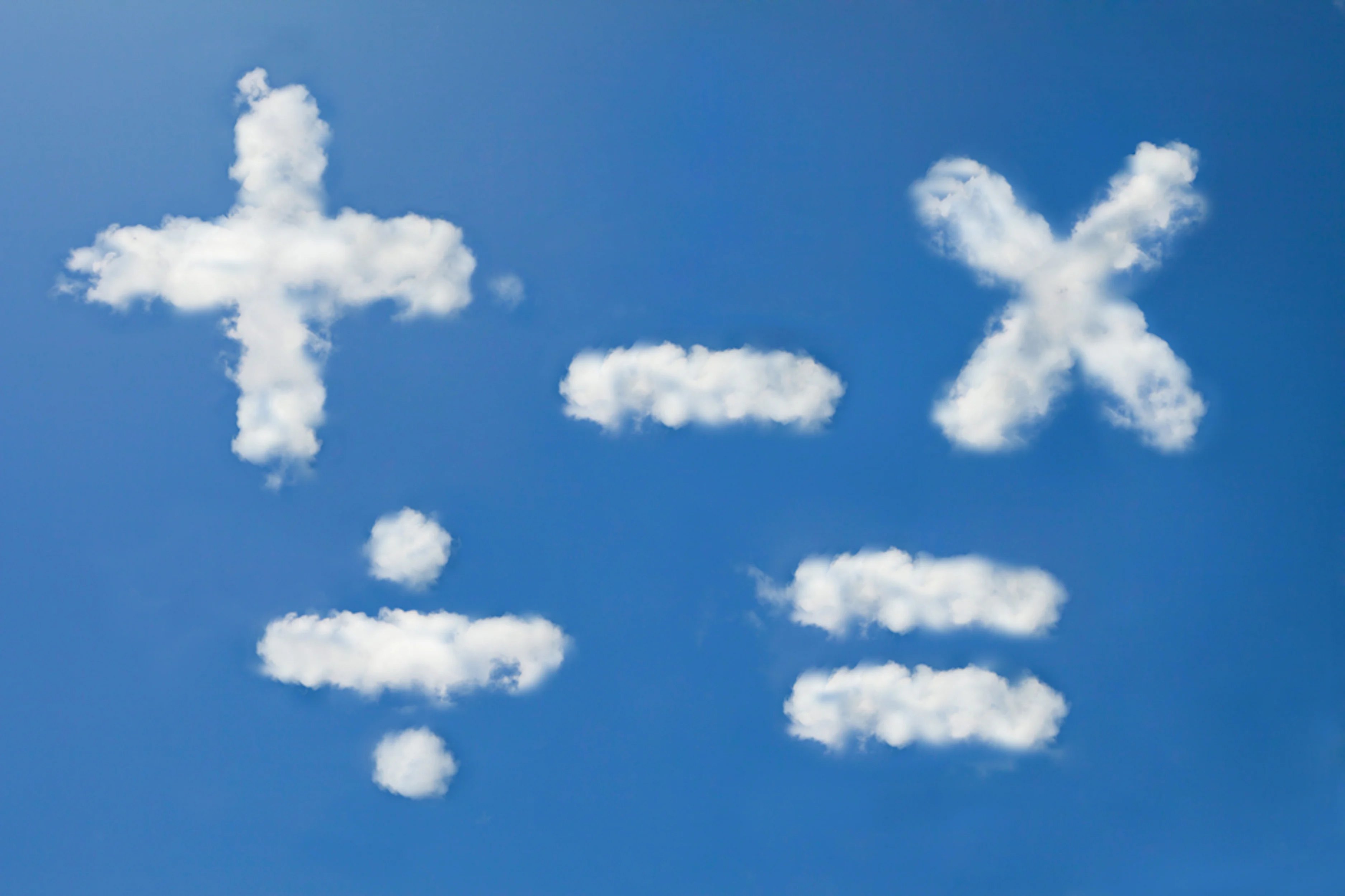 Clouds rendered as arithmetic signs