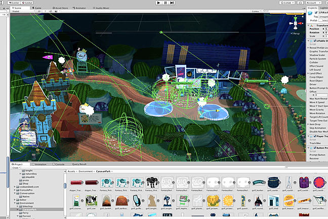 Software screen for the making the game Knights and Bikes