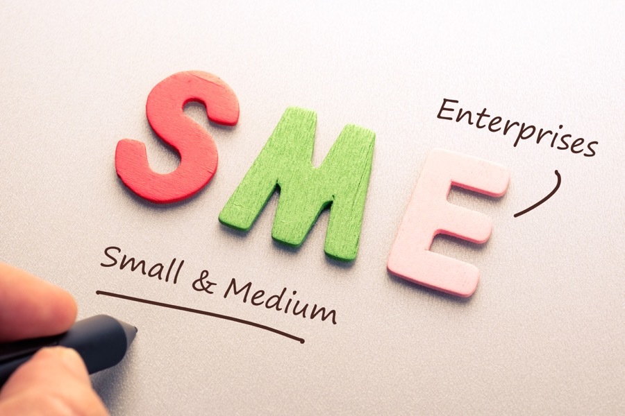 The letters S M E with the words small and medium enterprises