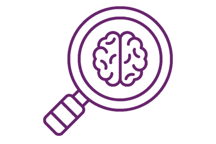 magnifying glass containing a brain