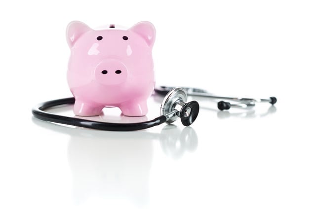 Children's piggy bank with a stethescope