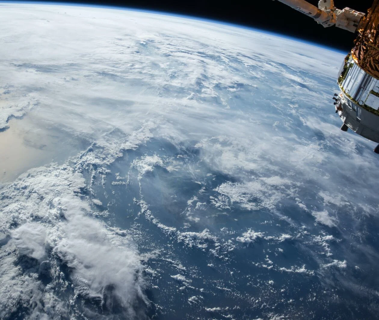 Image of the earth and satellite in space