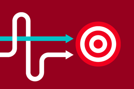 Two arrows aiming towards a target