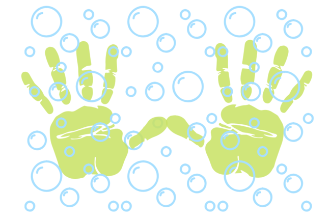 cartoon image of hands and bubbles
