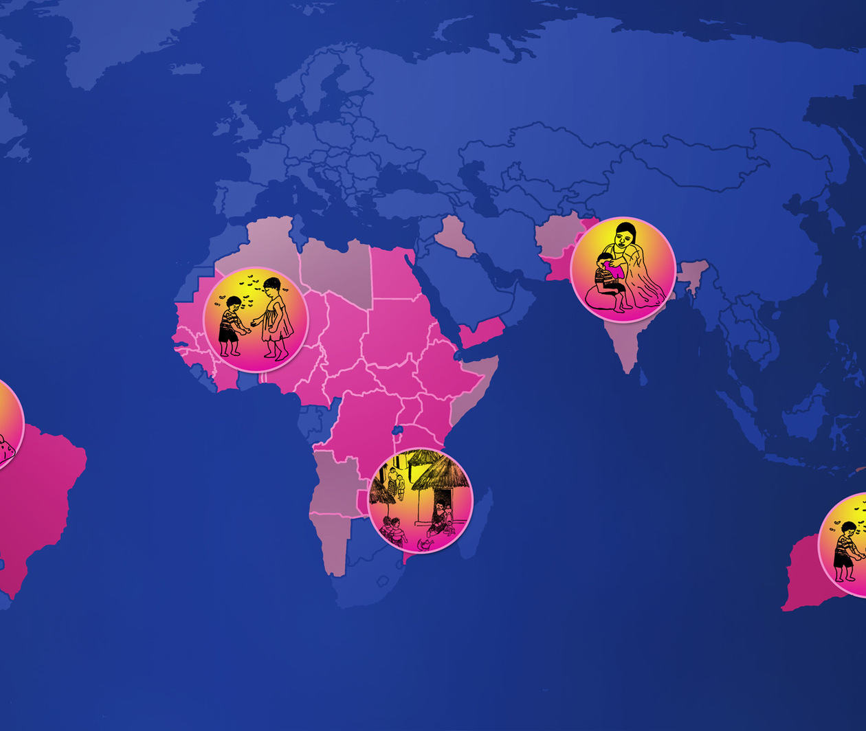 Map of the world highlighting those countries affected by trachoma