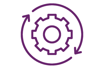 a cog with rotating arrows around it
