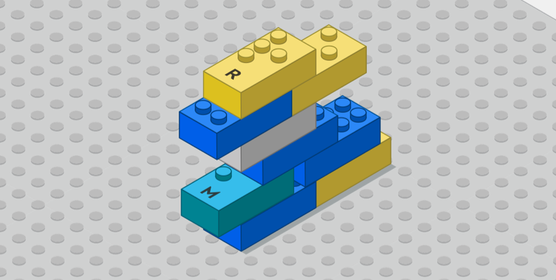 Drawing of sculpture made of bricks