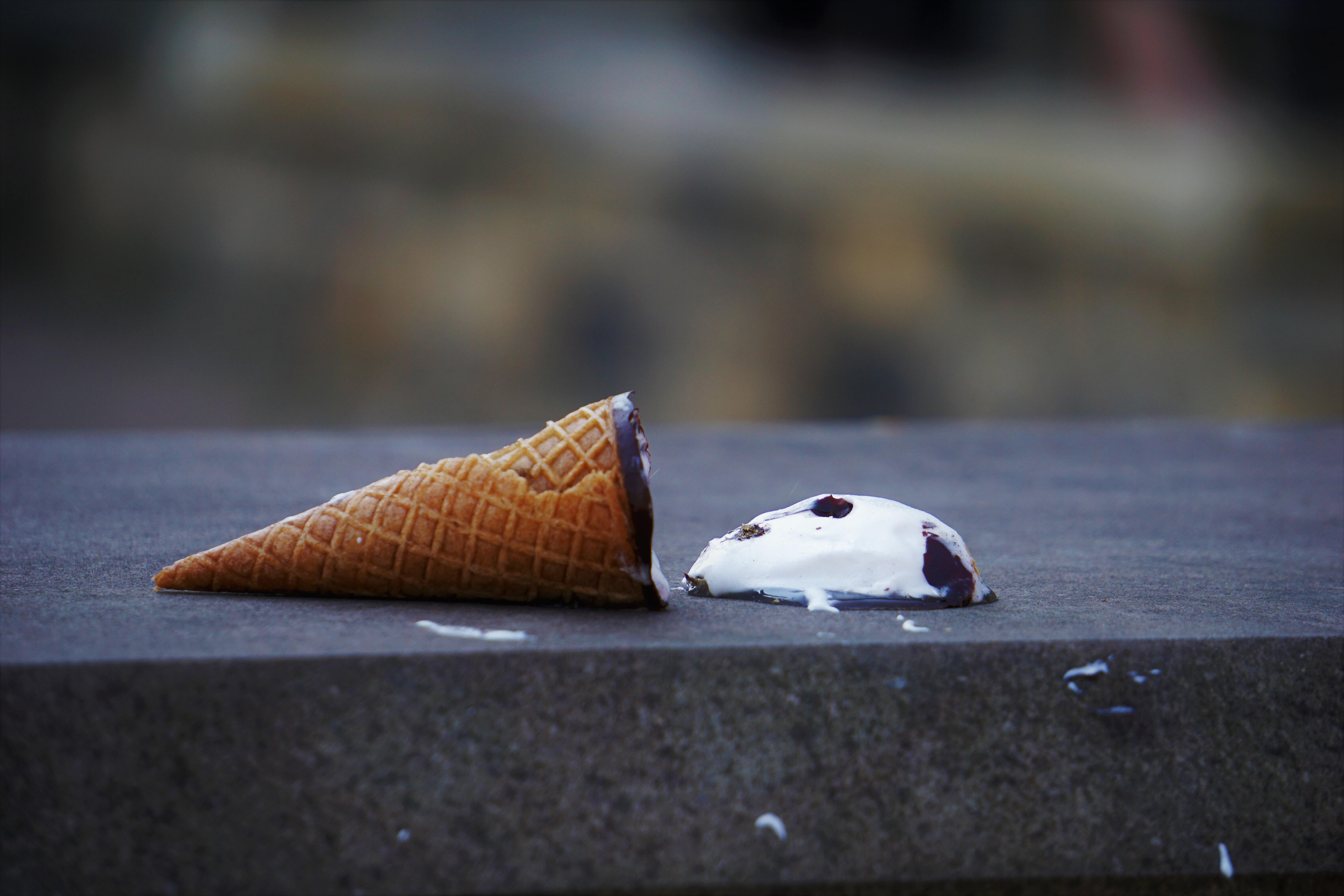 dropped ice cream cone