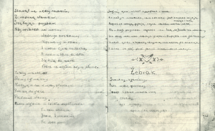 A Page from Abramek's Notebook with Poems he Wrote in his own Handwriting