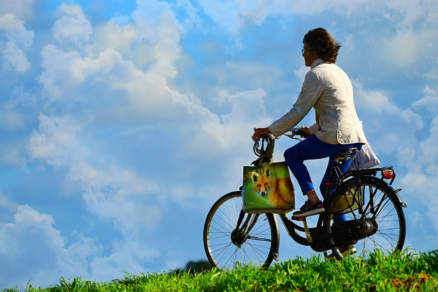 person riding a bike