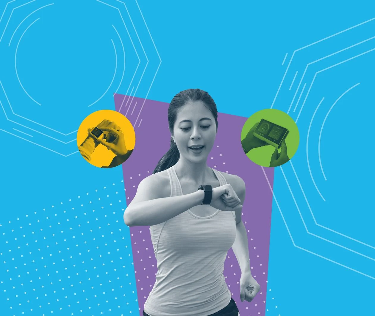 woman running looking at a smartwatch