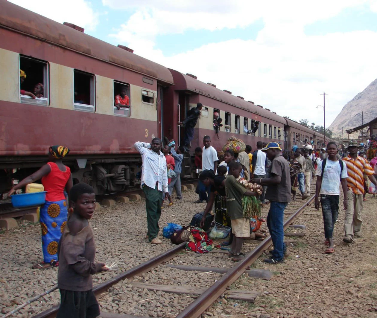 Train at a station in Africa